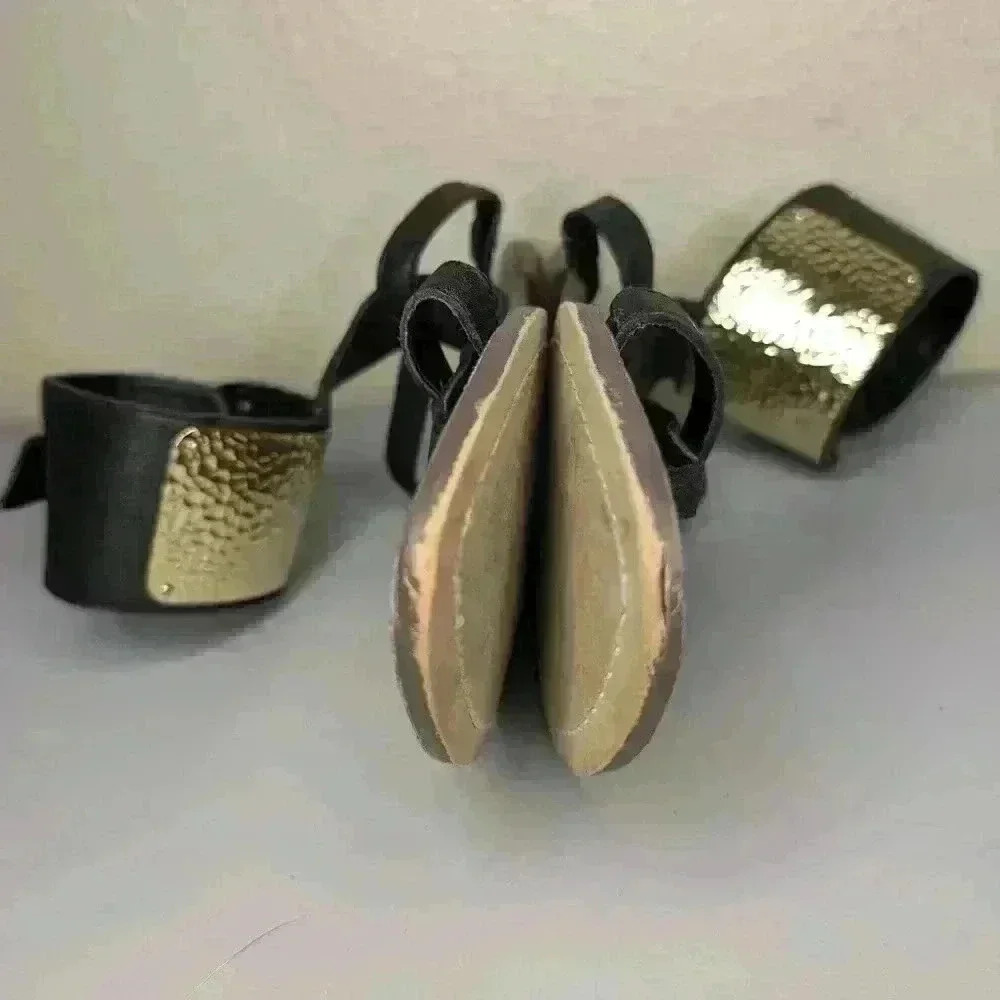 SAM EDELMAN Genette Gladiator Sandal Shoes Size 8.5 black/gold/brown - Picture 6 of 11